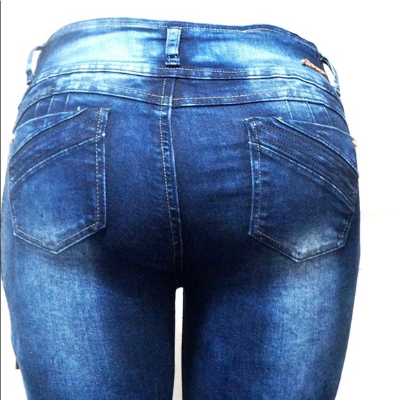 MB77 Ladies Premium Womens Moto Biker Skinny Jeans - Picture 5 of 5